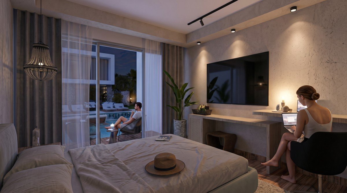 Habitación de Takuma Smart Hotel al anochecer