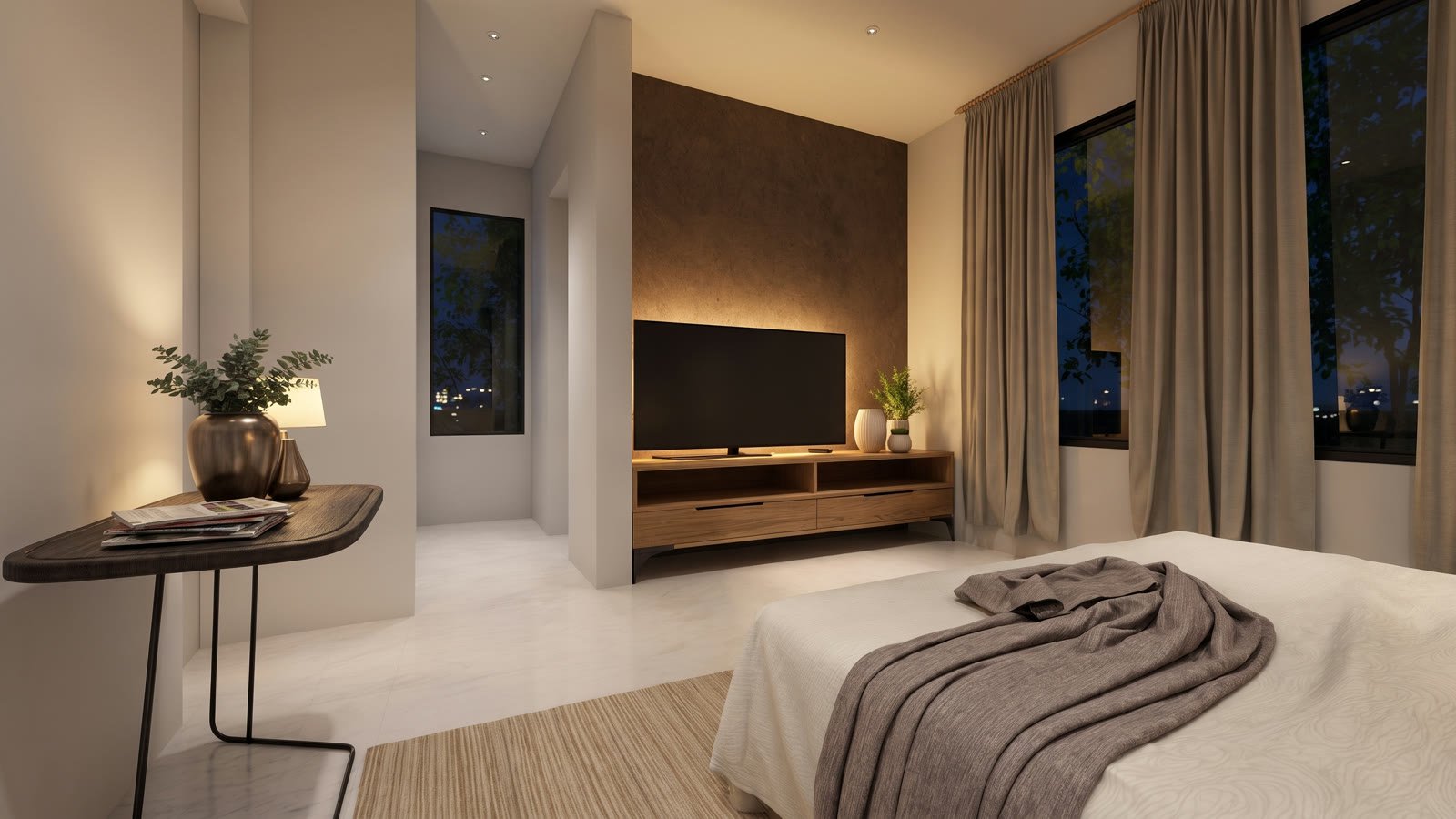 Habitación de Takuma Luxury Villas de noche