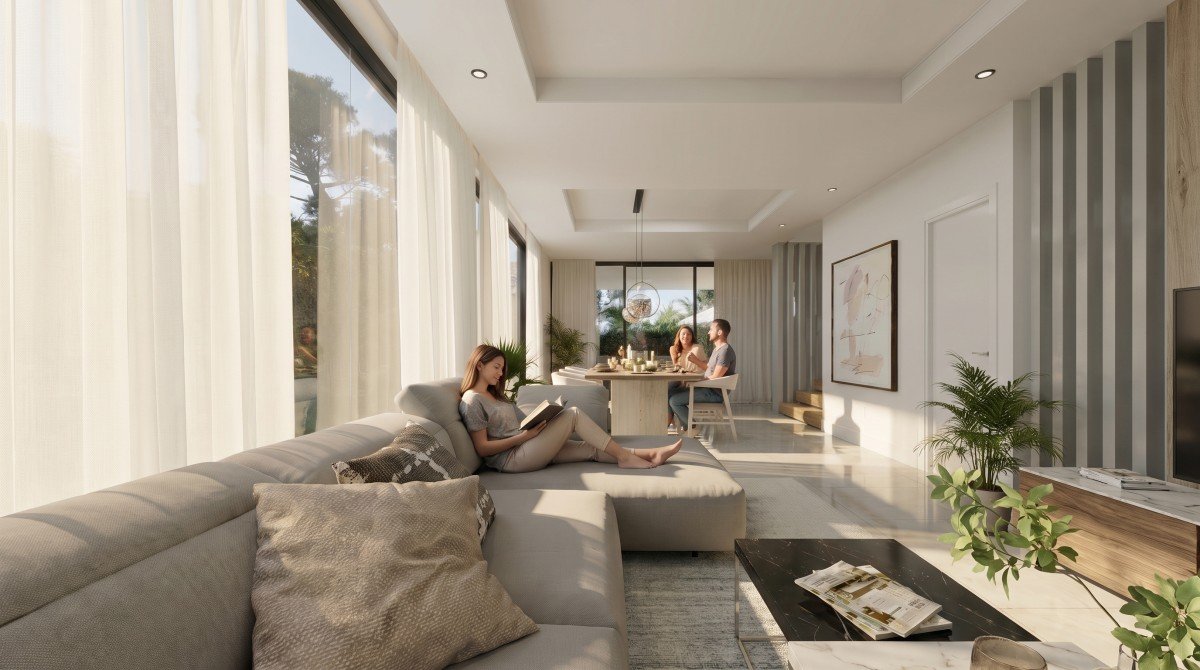 Sala y comedor de Takuma Luxury Villas en uso